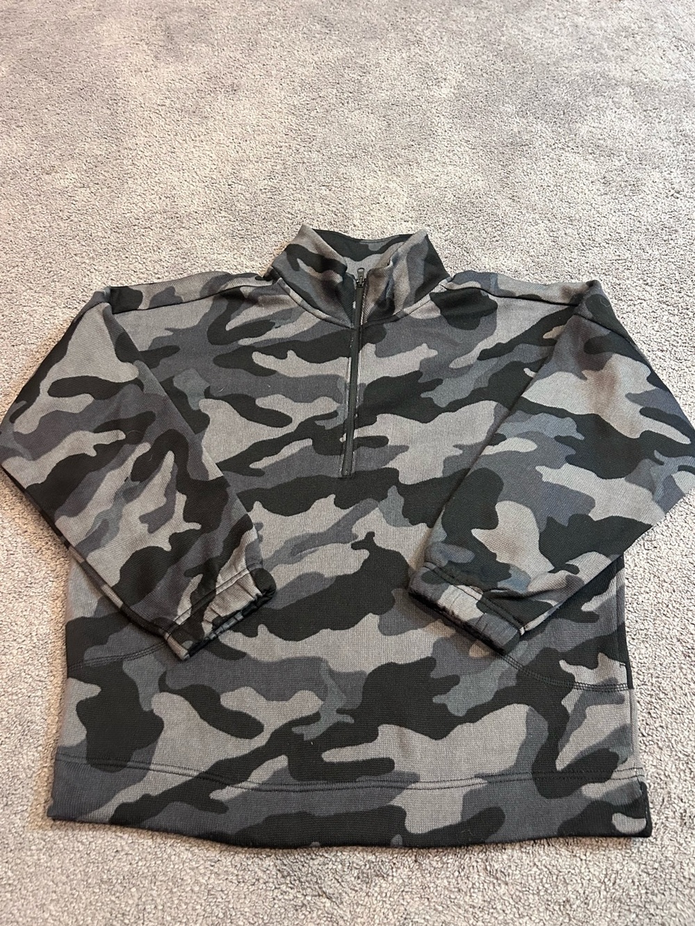 Boys Camouflage Quarter-Zip Pullover Sweater - Gray/Black